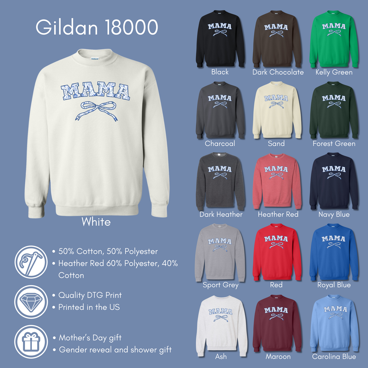 Mothers Day Sweatshirt Color Option Display